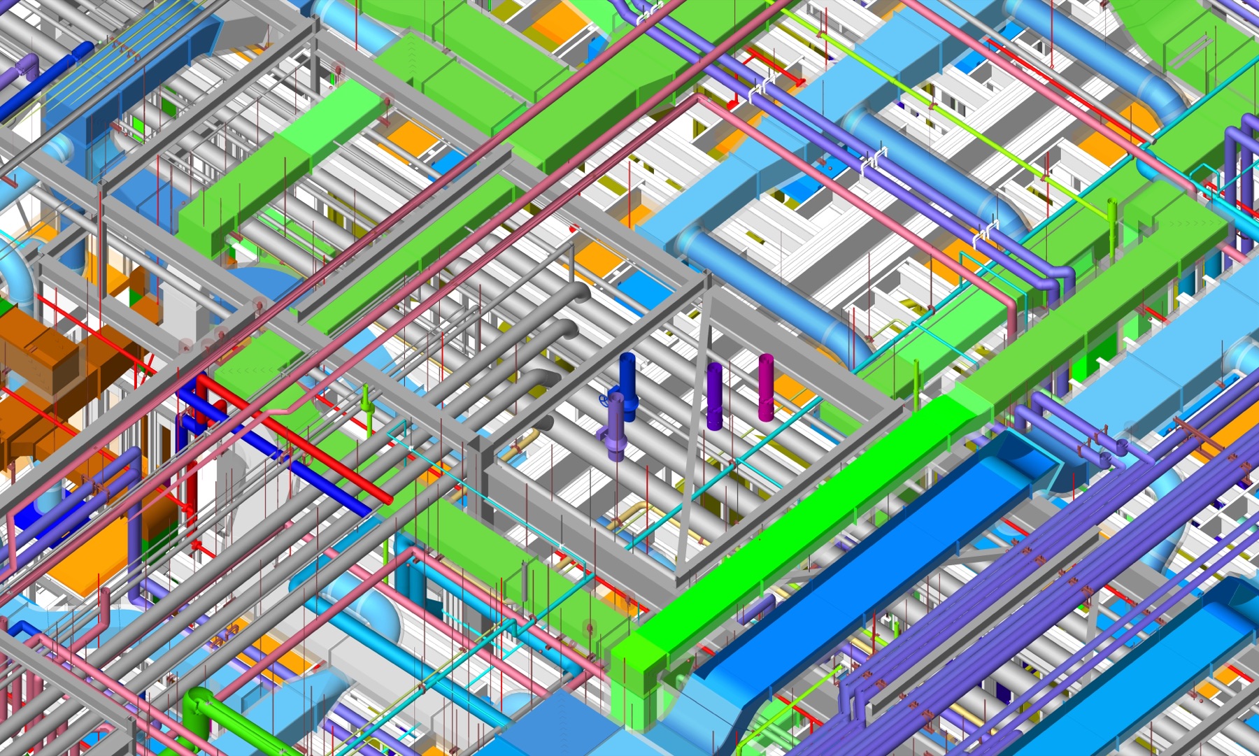 Coordinated BIM model showing structure and building systems